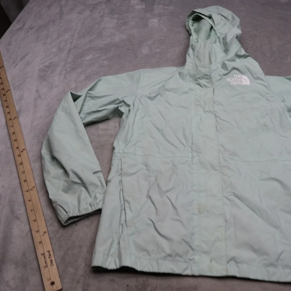 North Face Rain Jacket Girls Large 14/16 Green Resolve Reflective Waterproof